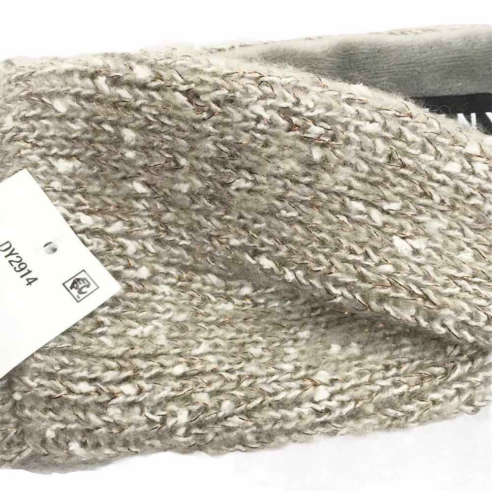 DNKY fleece lined head band Metallic grey nwt